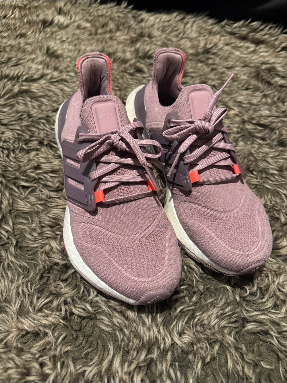 adidas ultra boost Women's Dusty Pink Knit Running Sneakers with Coral Accents